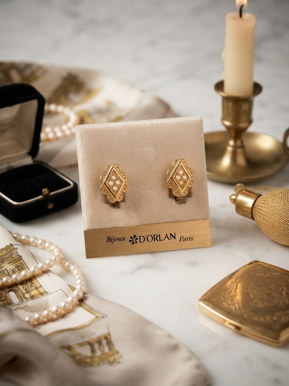 Bijoux D'Orlan Paris Gold Pearl  Earrings